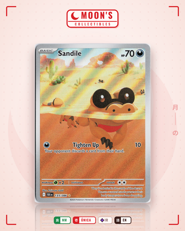 Carta Pokémon Sandile · Black Bolt #135/086 (NM) — pieza única en Moon's Collectibles México