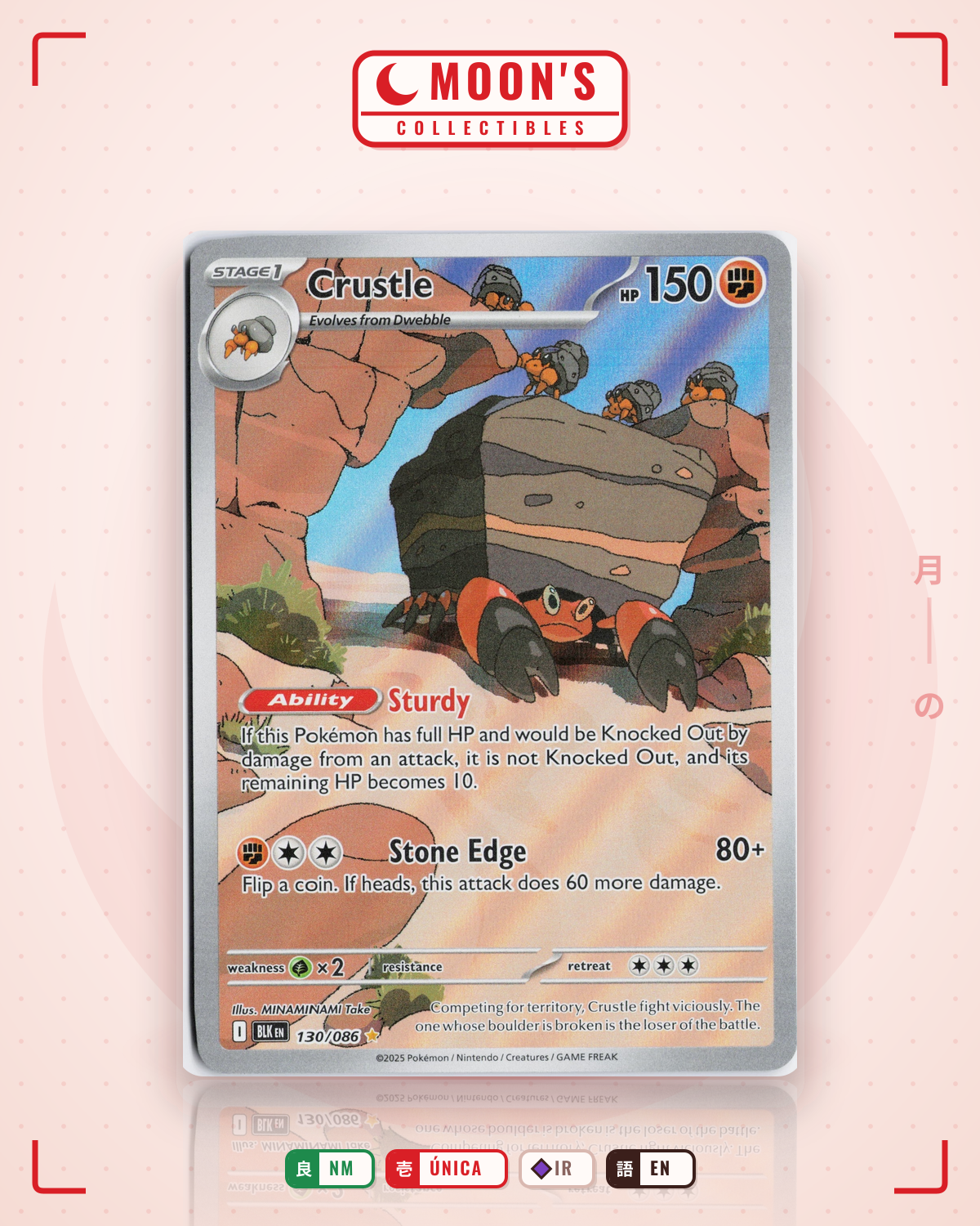 Carta Pokémon Crustle · Black Bolt #130/086 (NM) — pieza única en Moon's Collectibles México
