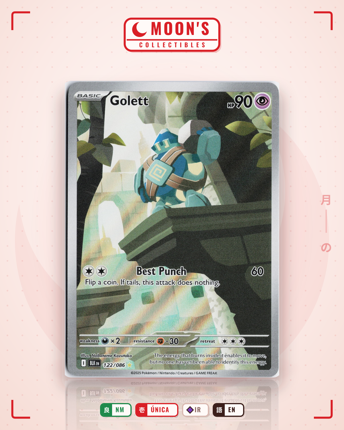 Carta Pokémon Golett · Black Bolt #122/086 (NM) — pieza única en Moon's Collectibles México