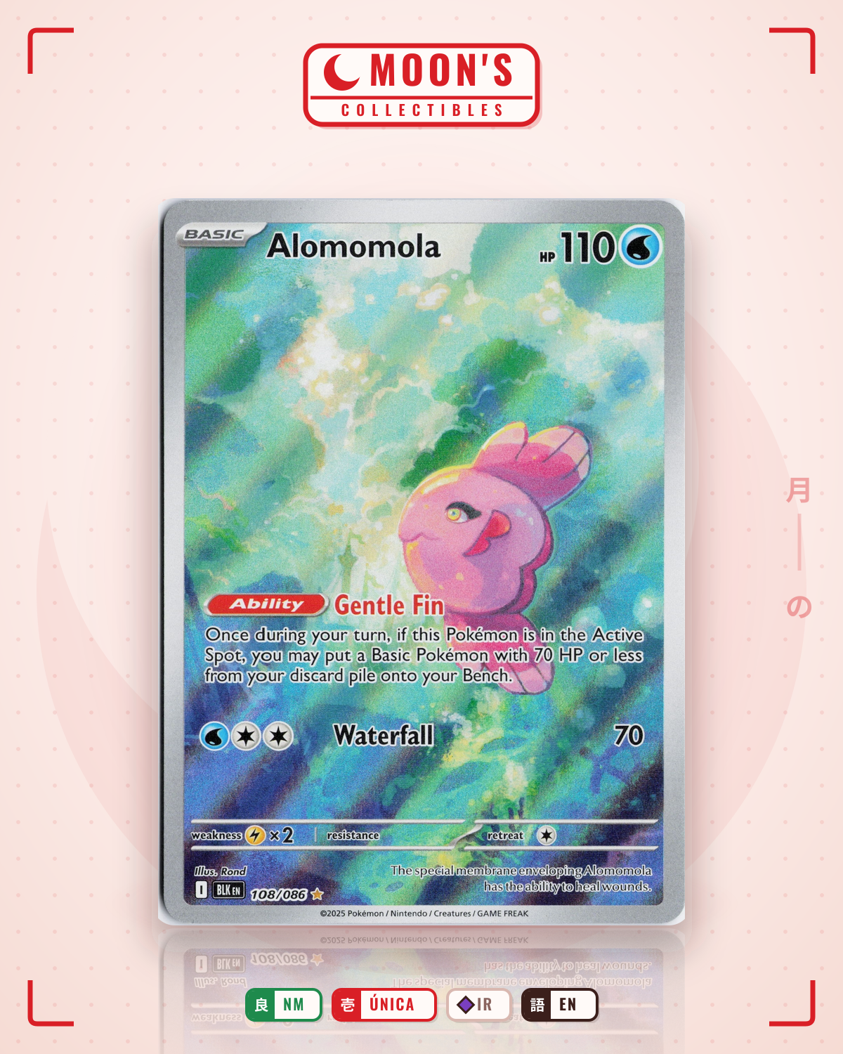 Carta Pokémon Alomomola · Black Bolt #108/086 (NM) — pieza única en Moon's Collectibles México