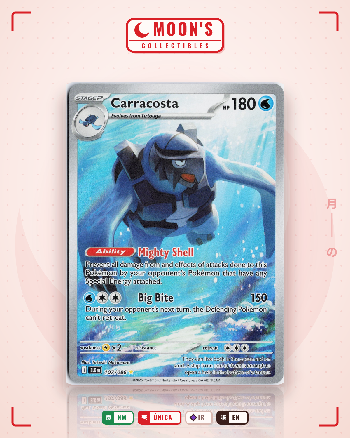 Carta Pokémon Carracosta · Black Bolt #107/086 (NM) — pieza única en Moon's Collectibles México