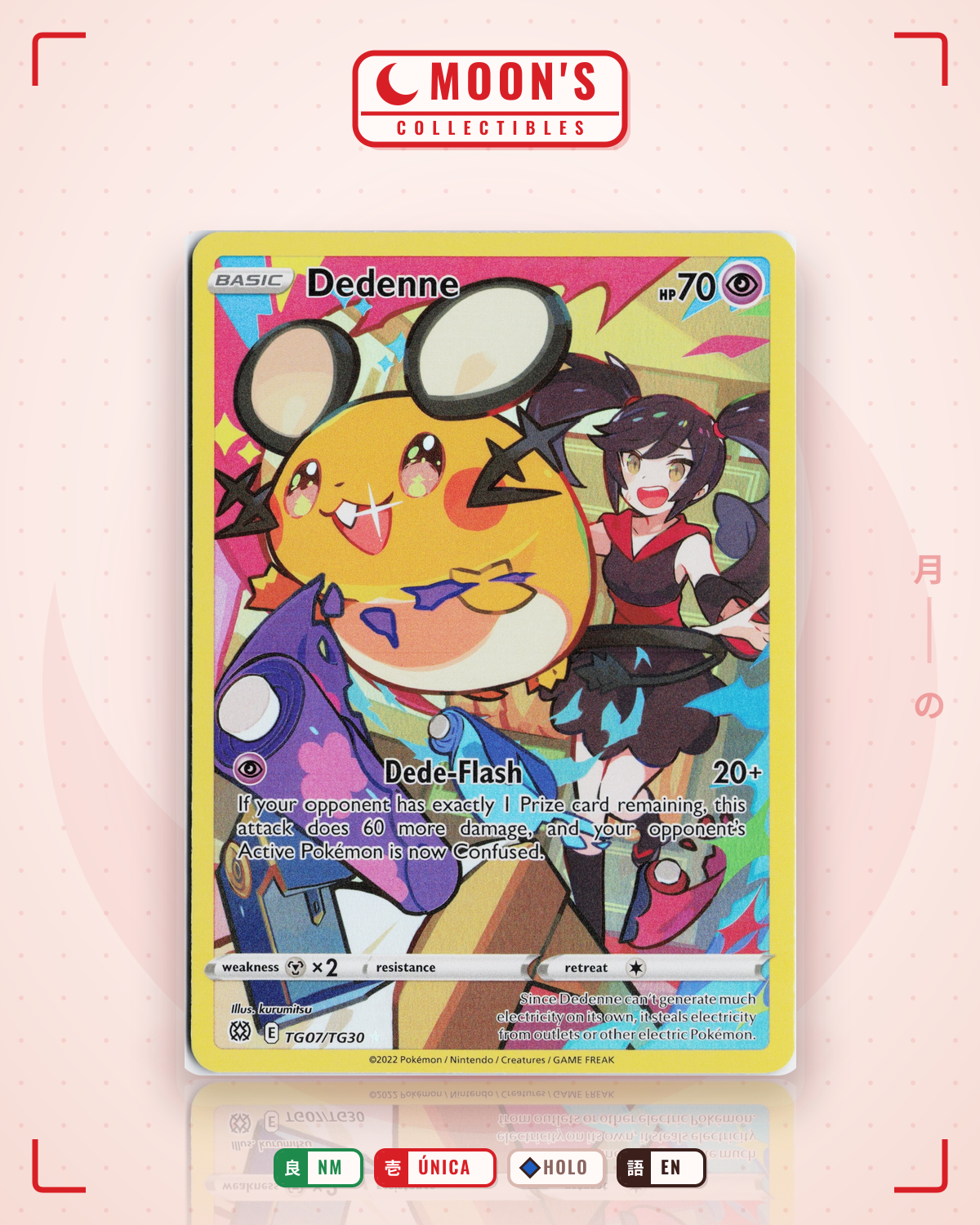 Carta Pokémon Dedenne · Brilliant Stars Trainer Gallery #TG07/TG30 (NM) — pieza única en Moon's Collectibles México