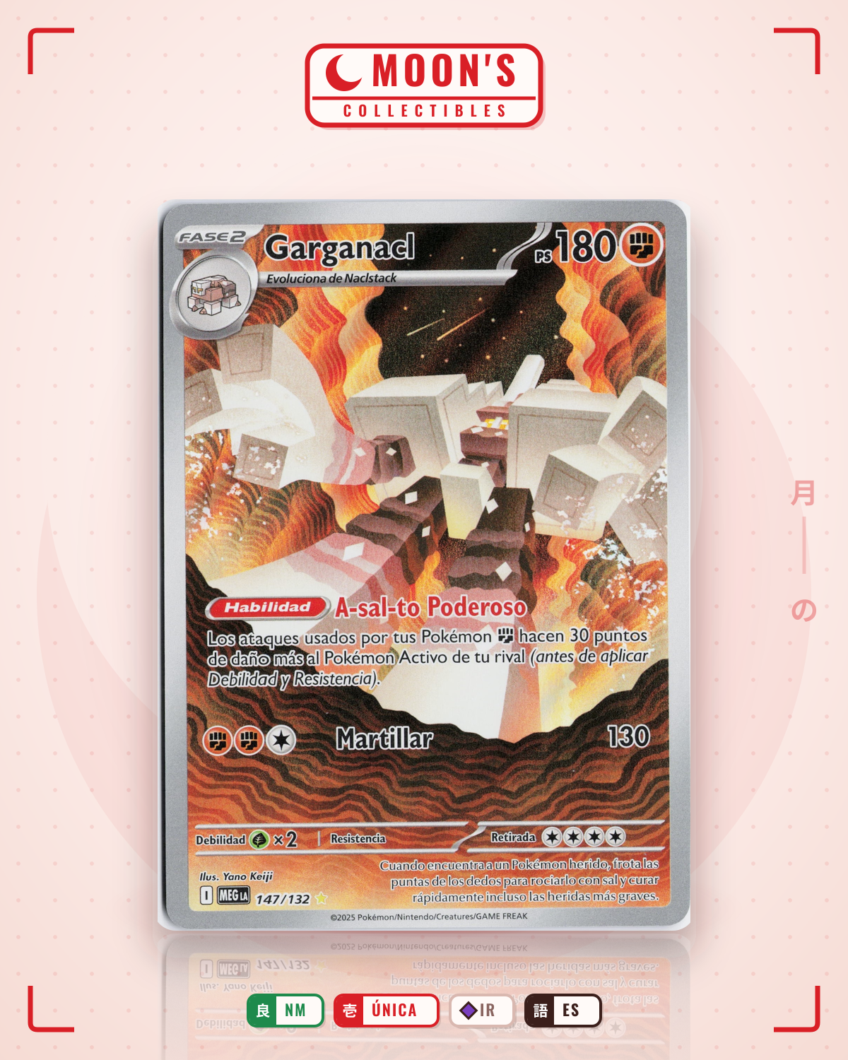 Carta Pokémon Garganacl · Mega Evolution #147/132 (NM) — pieza única en Moon's Collectibles México