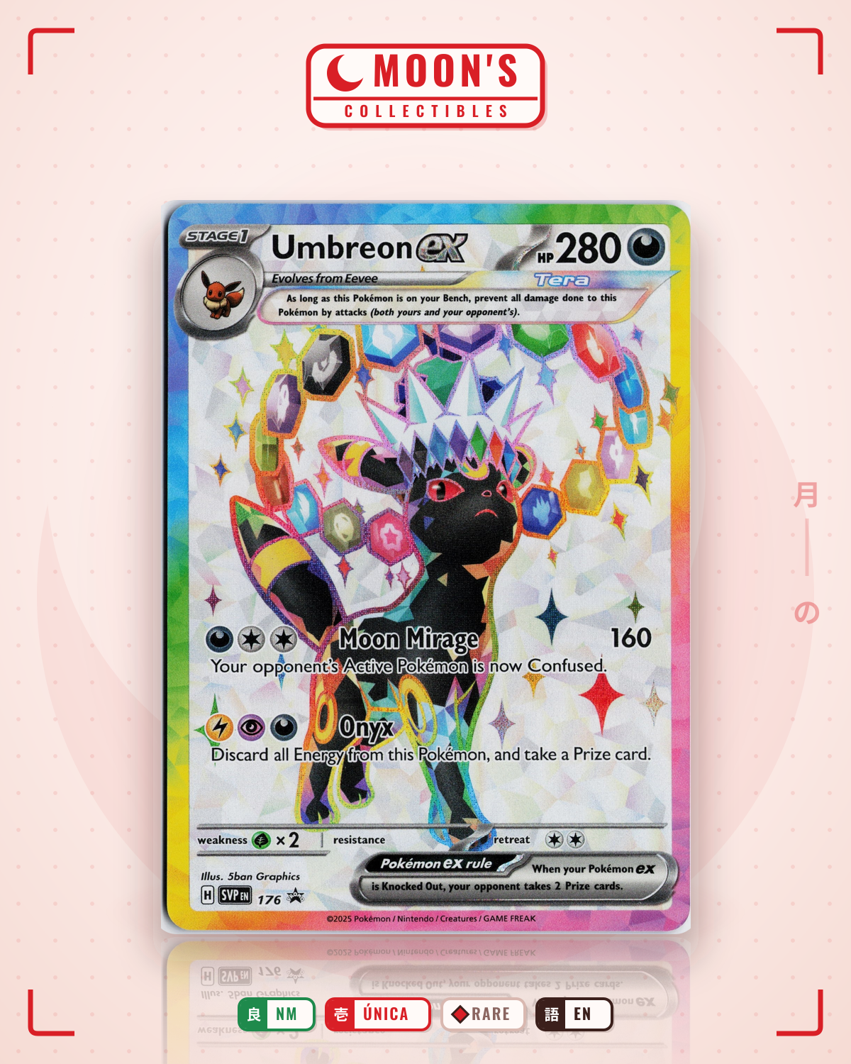 Carta Pokémon Umbreon ex · Scarlet & Violet Black Star Promos #176 (NM) — pieza única en Moon's Collectibles México