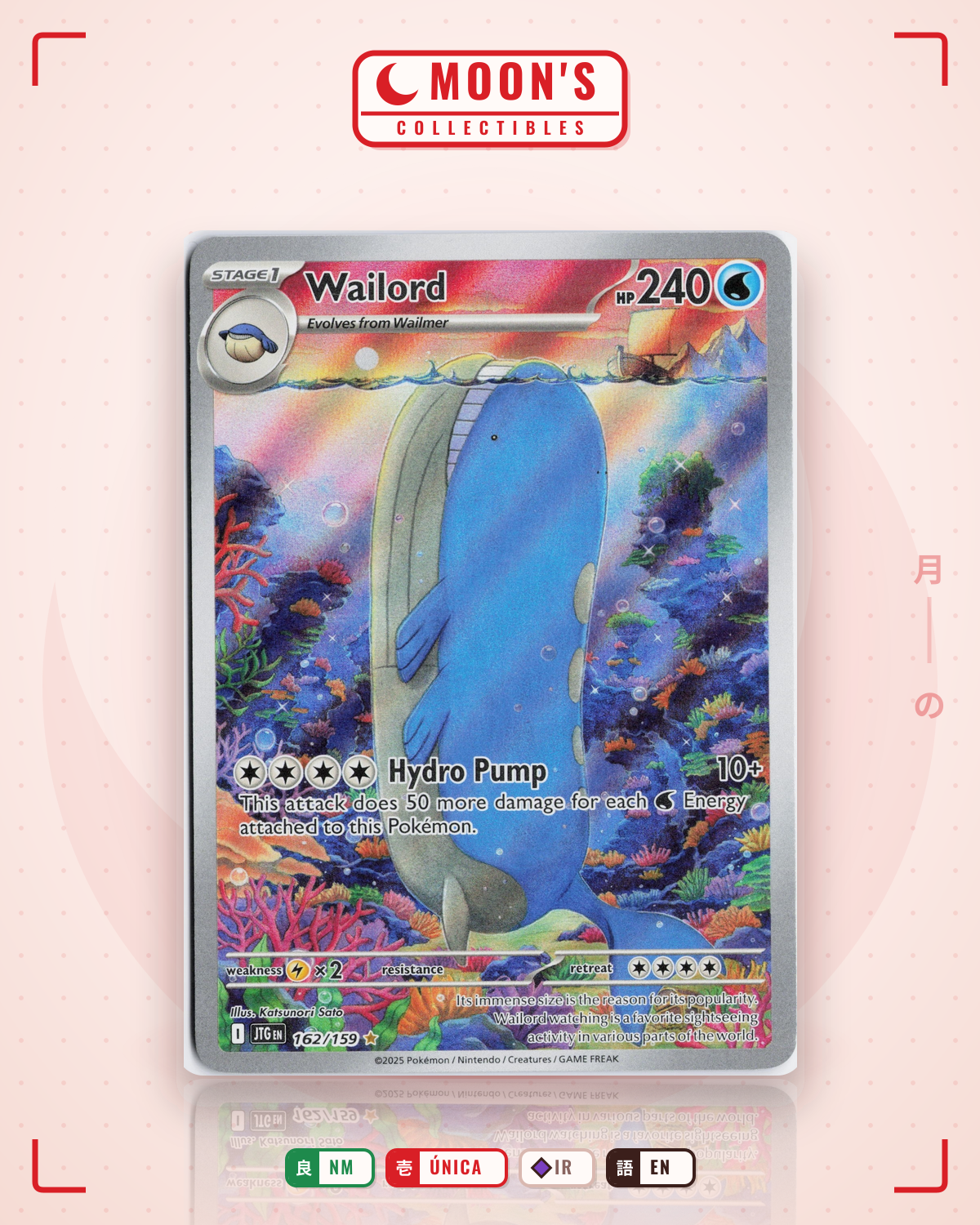 Carta Pokémon Wailord · Journey Together #162/159 (NM) — pieza única en Moon's Collectibles México