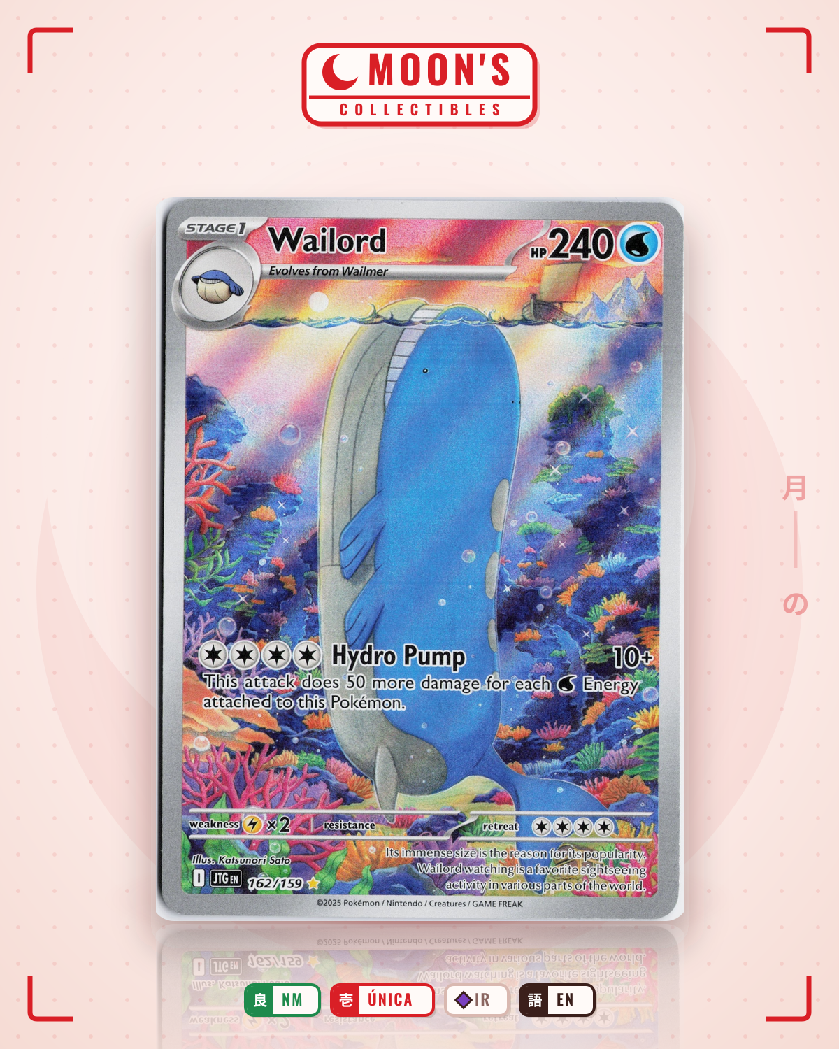 Carta Pokémon Wailord · Journey Together #162/159 (NM) — pieza única en Moon's Collectibles México