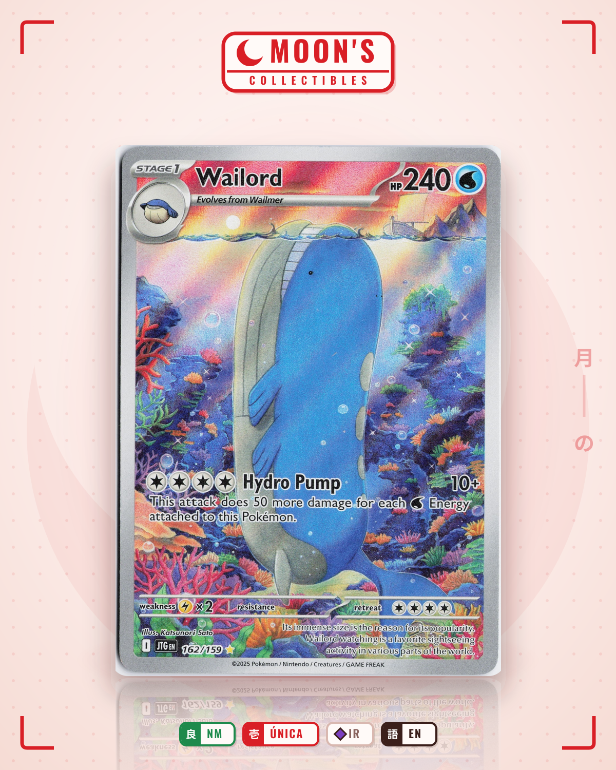 Carta Pokémon Wailord · Journey Together #162/159 (NM) — pieza única en Moon's Collectibles México