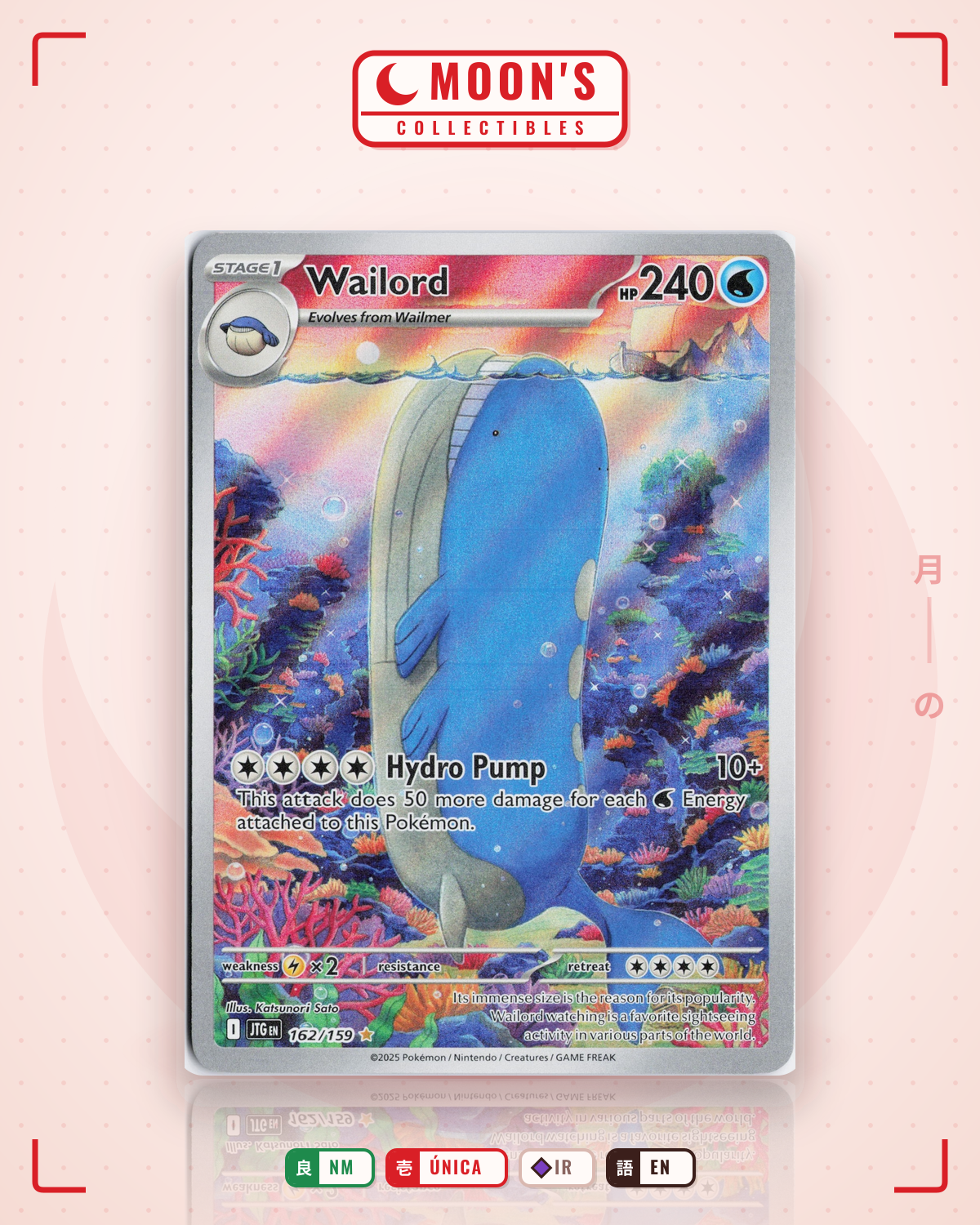 Carta Pokémon Wailord · Journey Together #162/159 (NM) — pieza única en Moon's Collectibles México