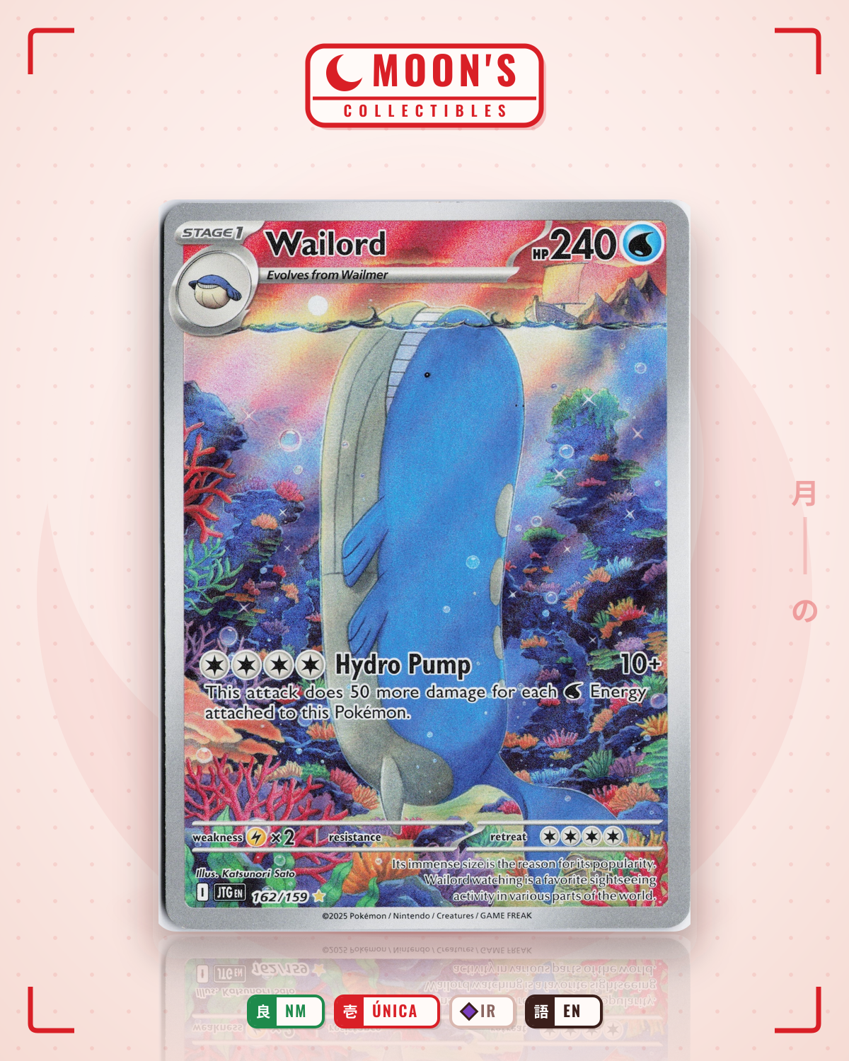 Carta Pokémon Wailord · Journey Together #162/159 (NM) — pieza única en Moon's Collectibles México