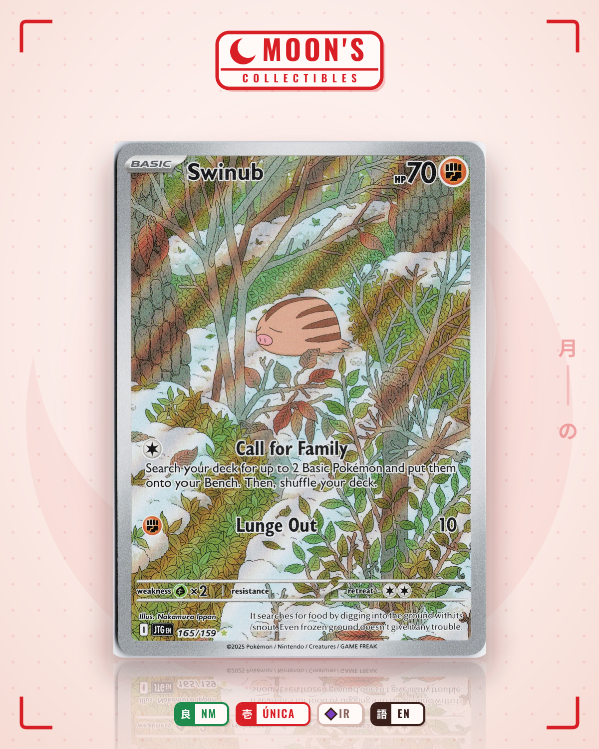 Carta Pokémon Swinub · Journey Together #165/159 (NM) — pieza única en Moon's Collectibles México