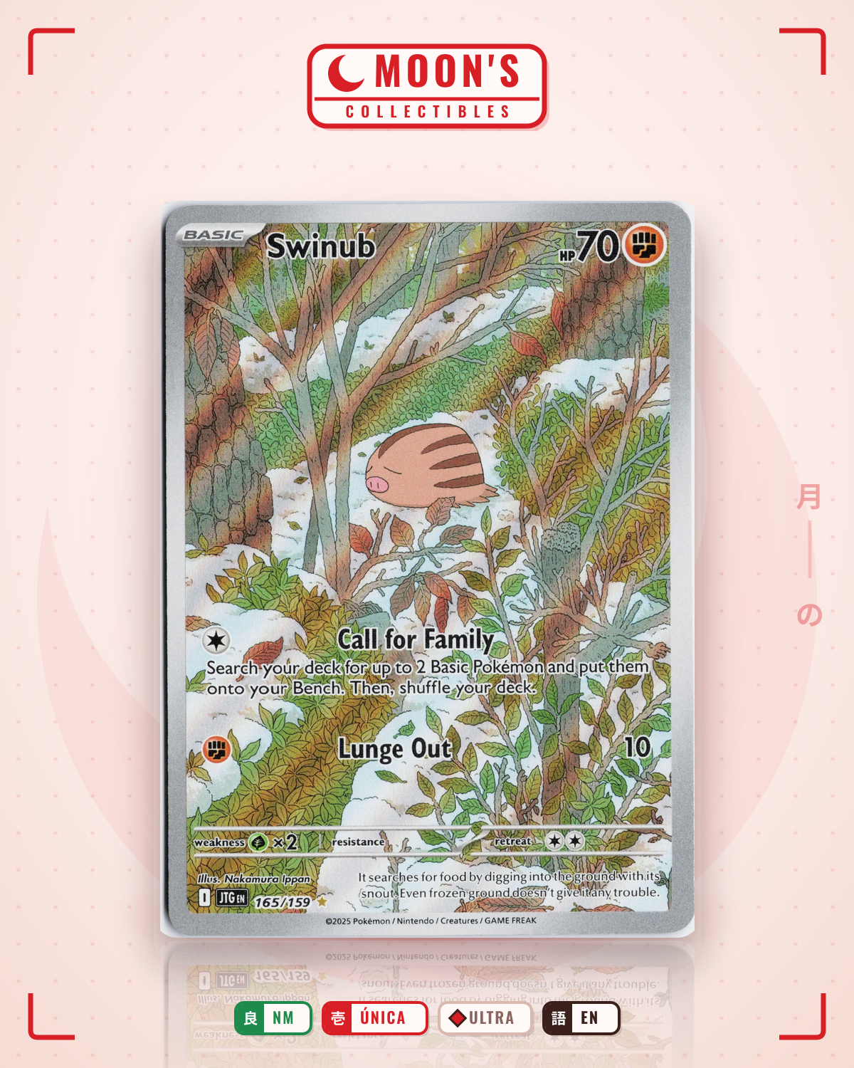 Carta Pokémon Swinub · Journey Together #165/159 (NM) — pieza única en Moon's Collectibles México