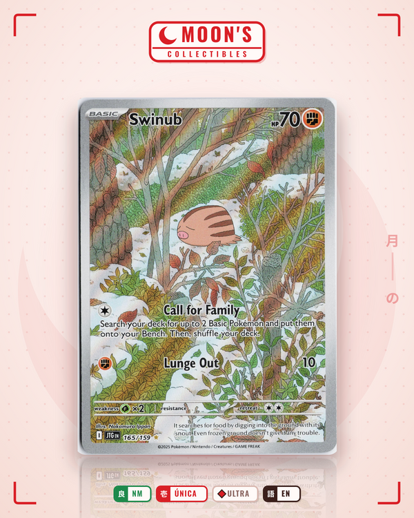 Carta Pokémon Swinub · Journey Together #165/159 (NM) — pieza única en Moon's Collectibles México