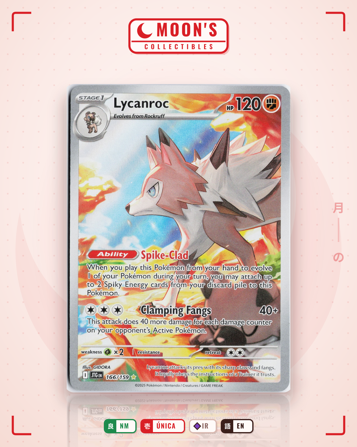 Carta Pokémon Lycanroc · Journey Together #166/159 (NM) — pieza única en Moon's Collectibles México