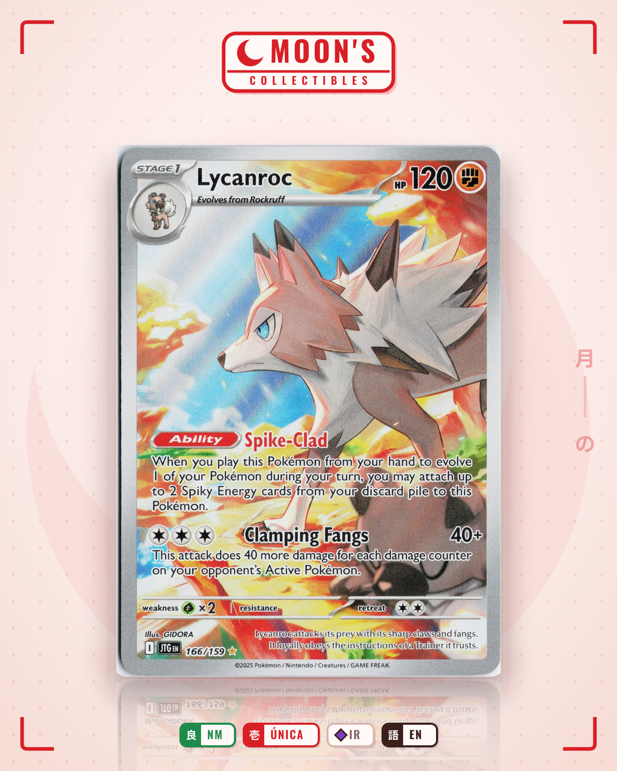 Carta Pokémon Lycanroc · Journey Together #166/159 (NM) — pieza única en Moon's Collectibles México