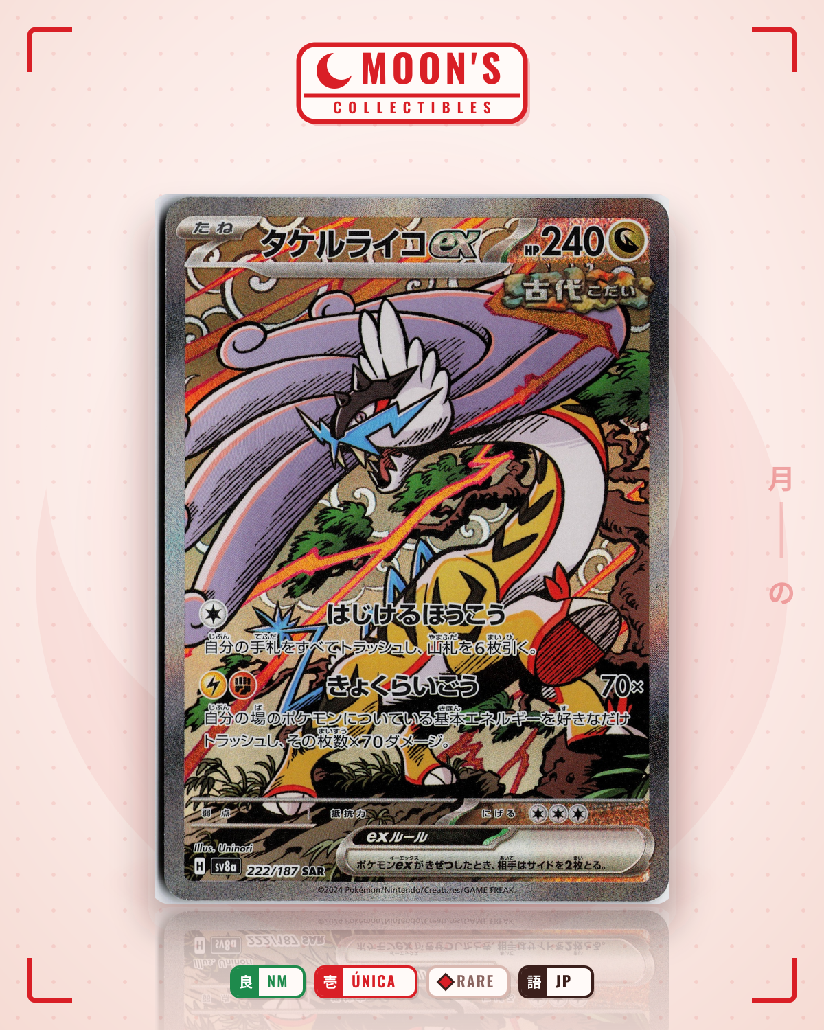 Carta Pokémon タケルライコex · テラスタルフェスex #222/187 (NM) — pieza única en Moon's Collectibles México