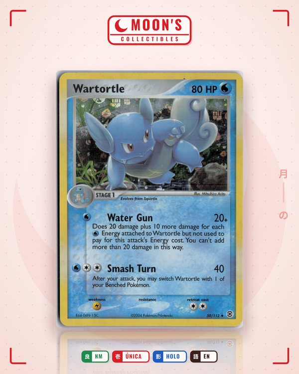 Carta Pokémon Wartortle · FireRed & LeafGreen #50/112 (NM) — pieza única en Moon's Collectibles México