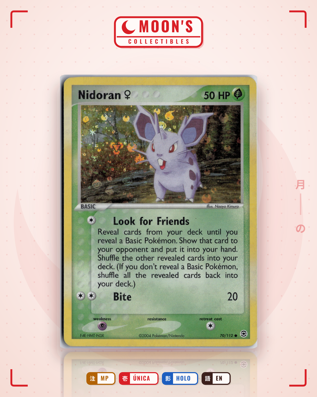 Carta Pokémon Nidoran ♀ · FireRed & LeafGreen #70/112 (MP) — pieza única en Moon's Collectibles México