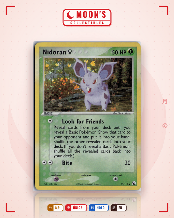 Carta Pokémon Nidoran ♀ · FireRed & LeafGreen #70/112 (MP) — pieza única en Moon's Collectibles México