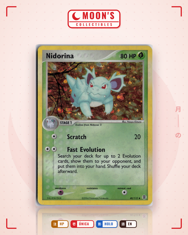 Carta Pokémon Nidorina · FireRed & LeafGreen #40/112 (HP) — pieza única en Moon's Collectibles México