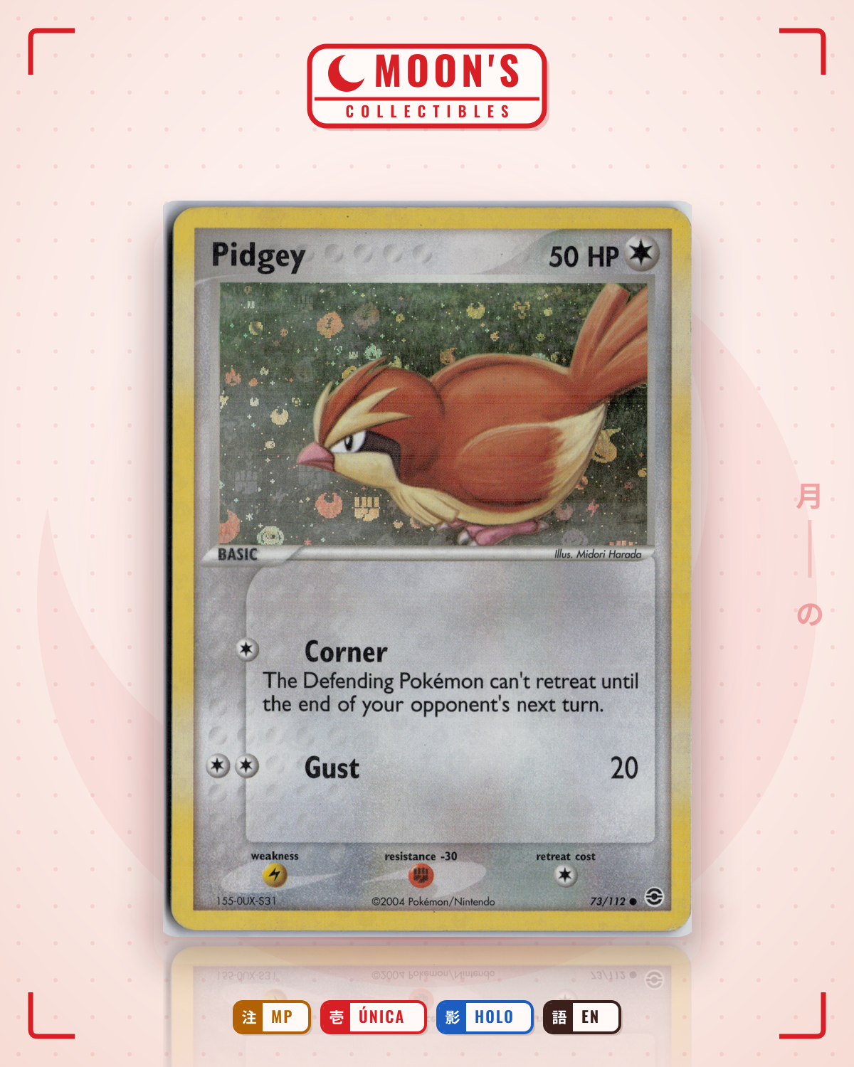 Carta Pokémon Pidgey · FireRed & LeafGreen #73/112 (MP) — pieza única en Moon's Collectibles México