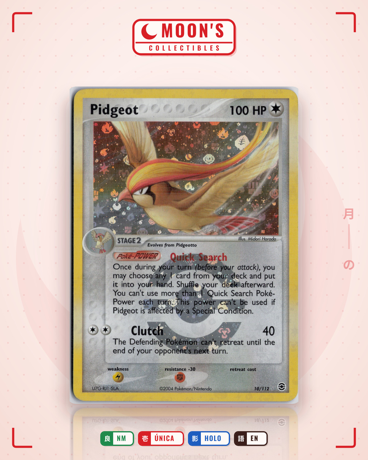 Carta Pokémon Pidgeot · FireRed & LeafGreen #10/112 (NM) — pieza única en Moon's Collectibles México