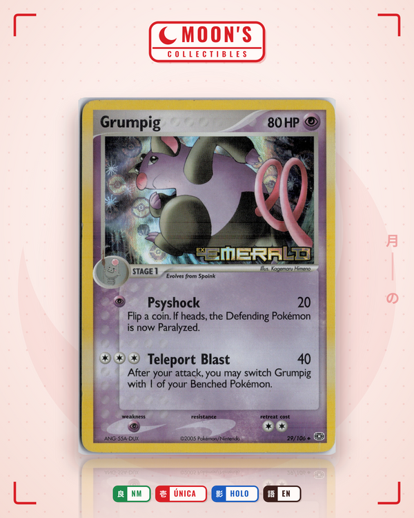 Carta Pokémon Grumpig · Emerald #29/106 (NM) — pieza única en Moon's Collectibles México