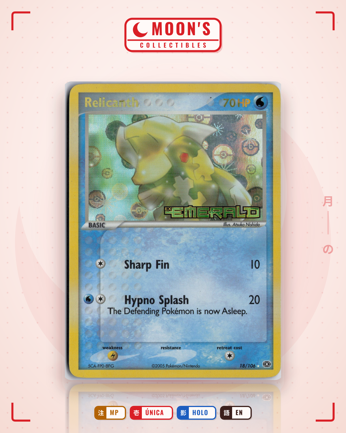Carta Pokémon Relicanth · Emerald #18/106 (MP) — pieza única en Moon's Collectibles México