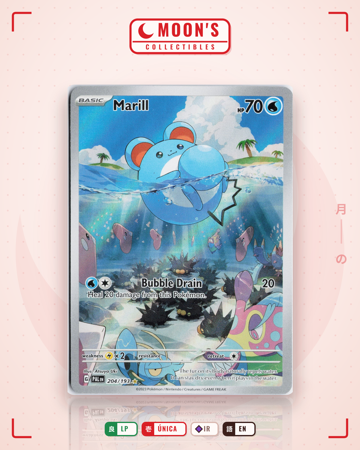 Carta Pokémon Marill · Paldea Evolved #204/193 (LP) — pieza única en Moon's Collectibles México