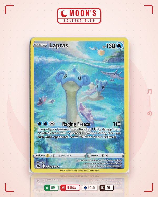 Carta Pokémon Lapras · Crown Zenith Galarian Gallery #GG05/GG70 (NM) — pieza única en Moon's Collectibles México