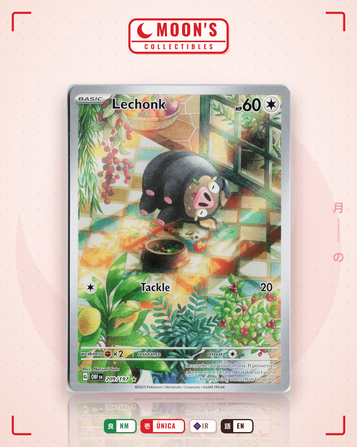 Carta Pokémon Lechonk · Obsidian Flames #209/197 (NM) — pieza única en Moon's Collectibles México