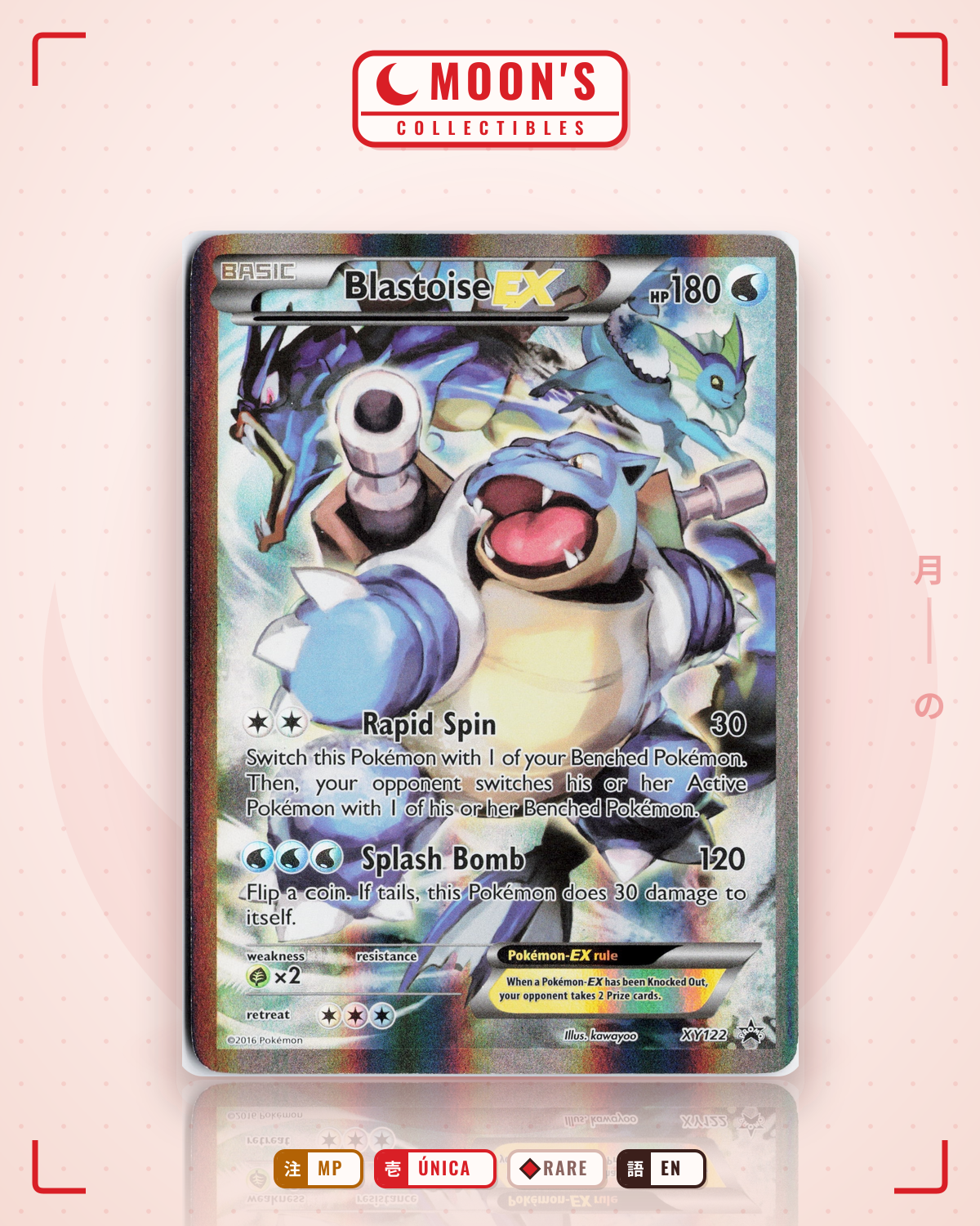 Carta Pokémon Blastoise-EX · XY Black Star Promos #XY122 (MP) — pieza única en Moon's Collectibles México