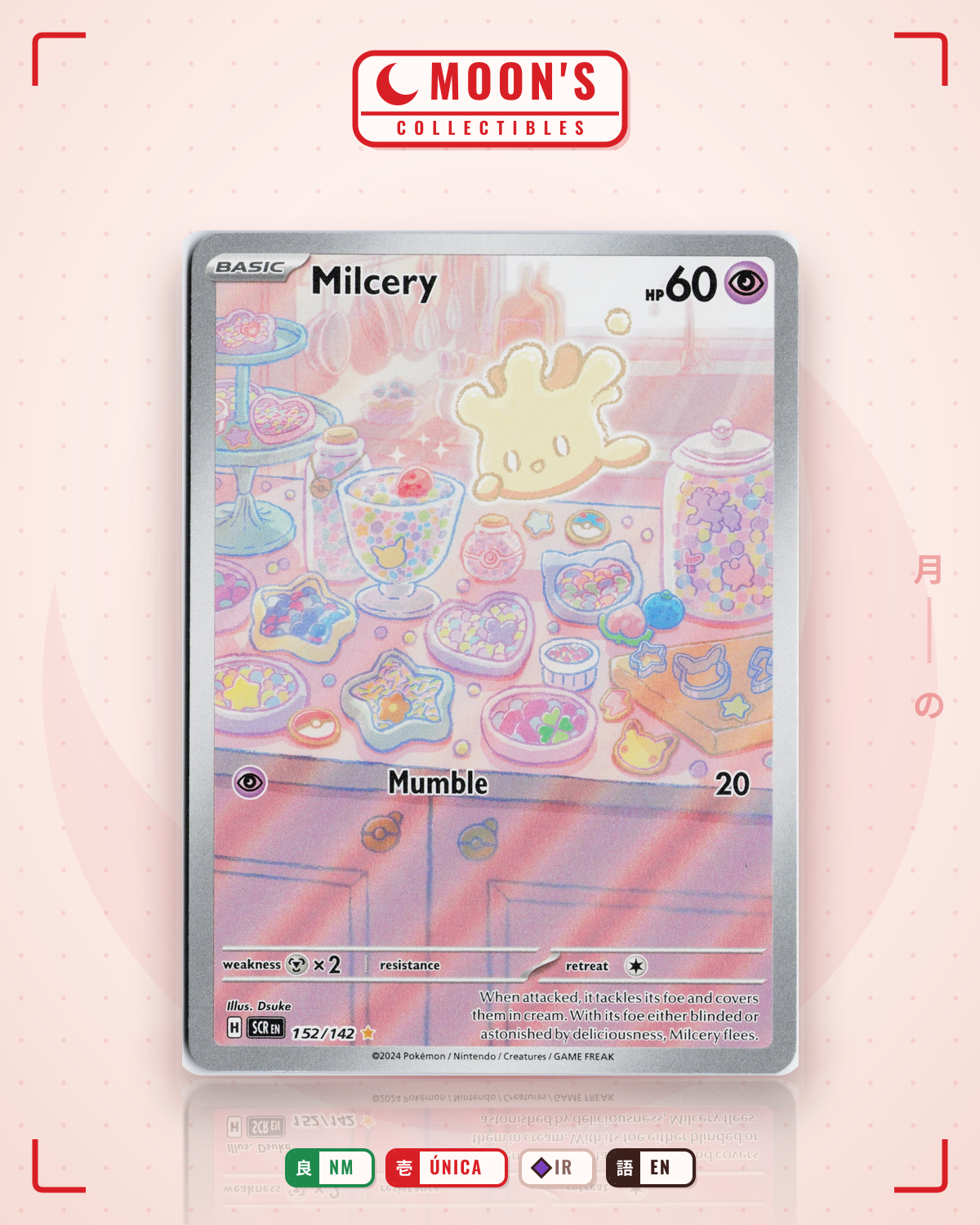 Carta Pokémon Milcery · Stellar Crown #152/142 (NM) — pieza única en Moon's Collectibles México
