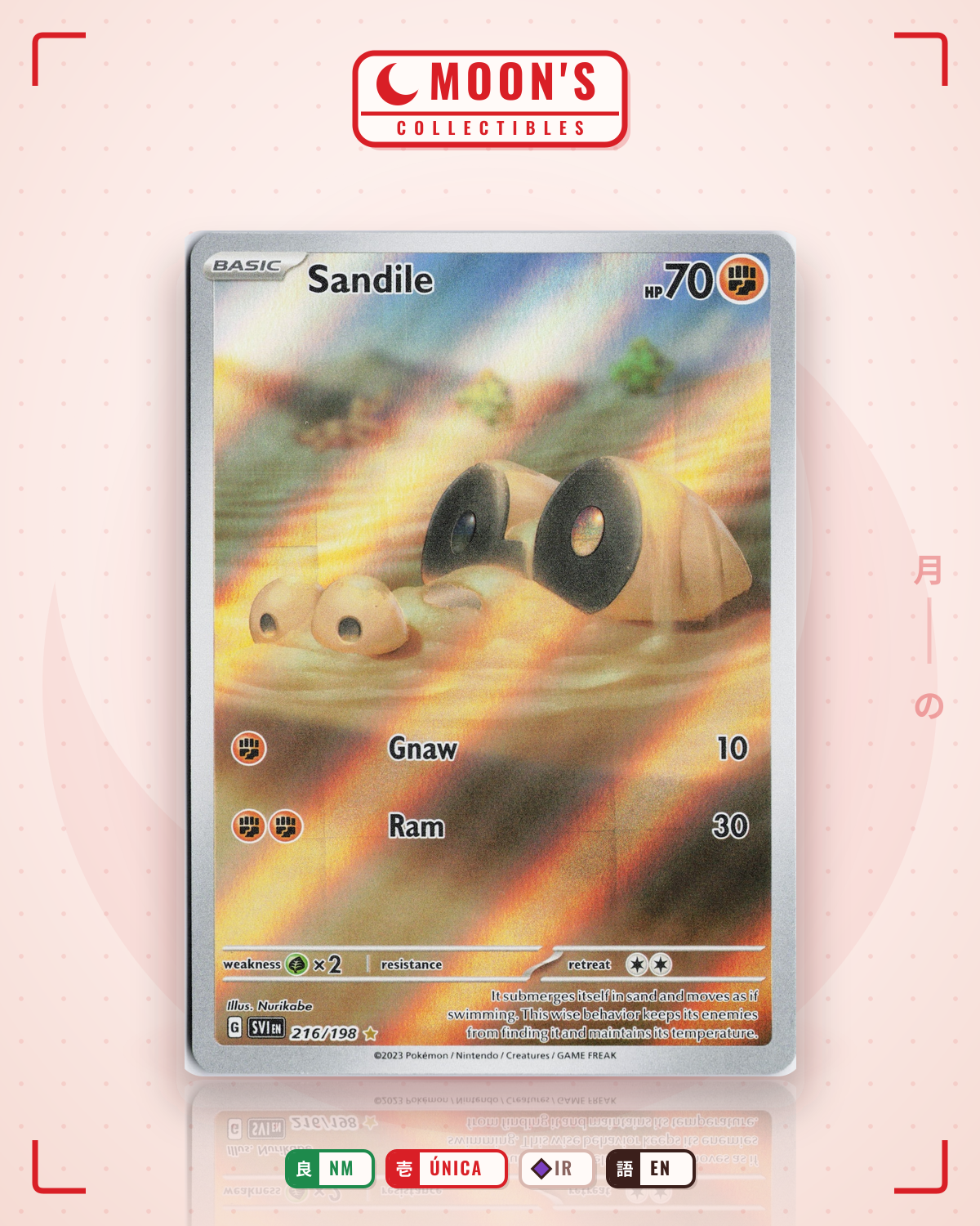 Carta Pokémon Sandile · Scarlet & Violet #216/198 (NM) — pieza única en Moon's Collectibles México