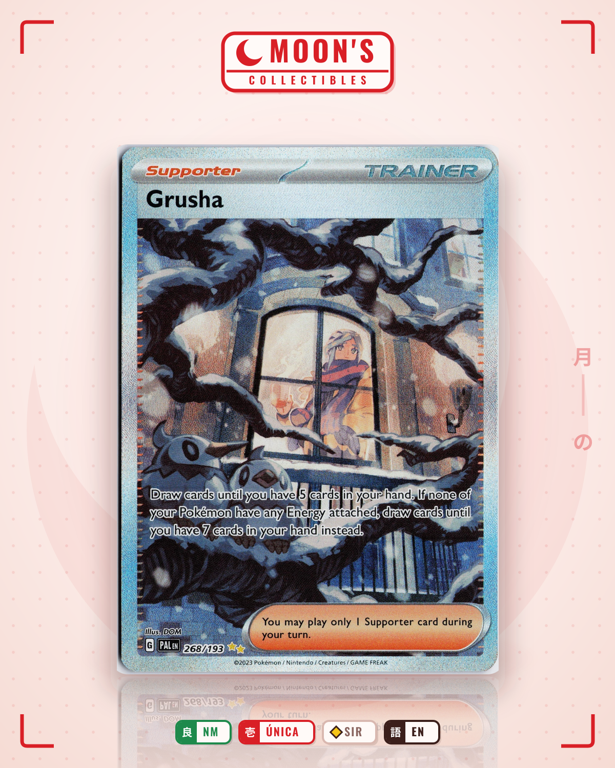 Carta Pokémon Grusha · Paldea Evolved #268/193 (NM) — pieza única en Moon's Collectibles México