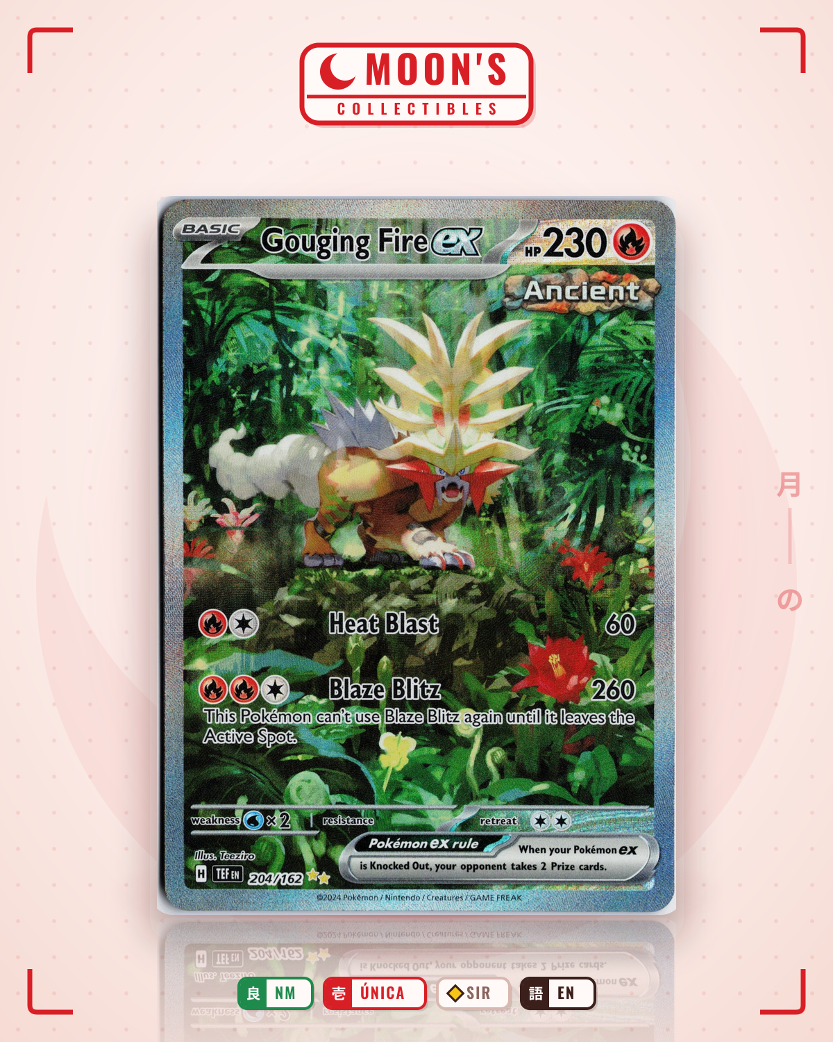 Carta Pokémon Gouging Fire ex · Temporal Forces #204/162 (NM) — pieza única en Moon's Collectibles México