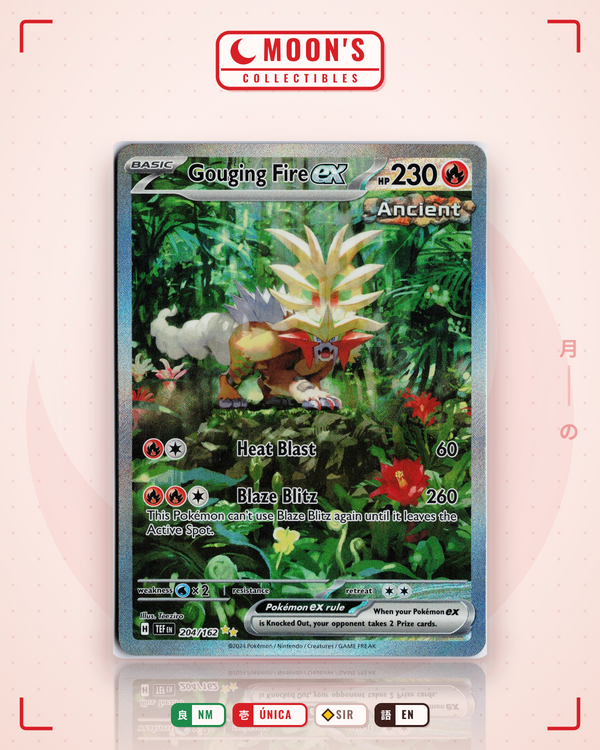 Carta Pokémon Gouging Fire ex · Temporal Forces #204/162 (NM) — pieza única en Moon's Collectibles México