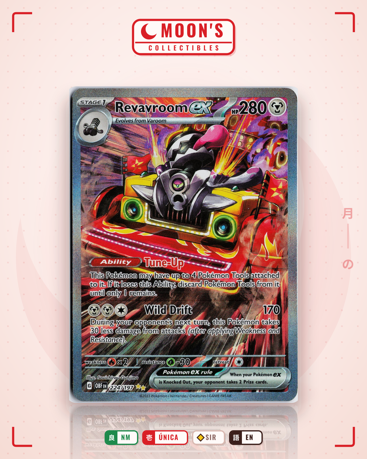 Carta Pokémon Revavroom ex · Obsidian Flames #224/197 (NM) — pieza única en Moon's Collectibles México