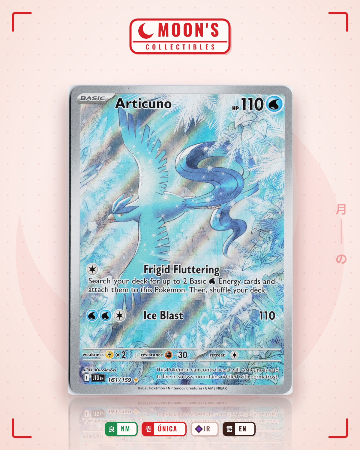 Carta Pokémon Articuno · Journey Together #161/159 (NM) — pieza única en Moon's Collectibles México