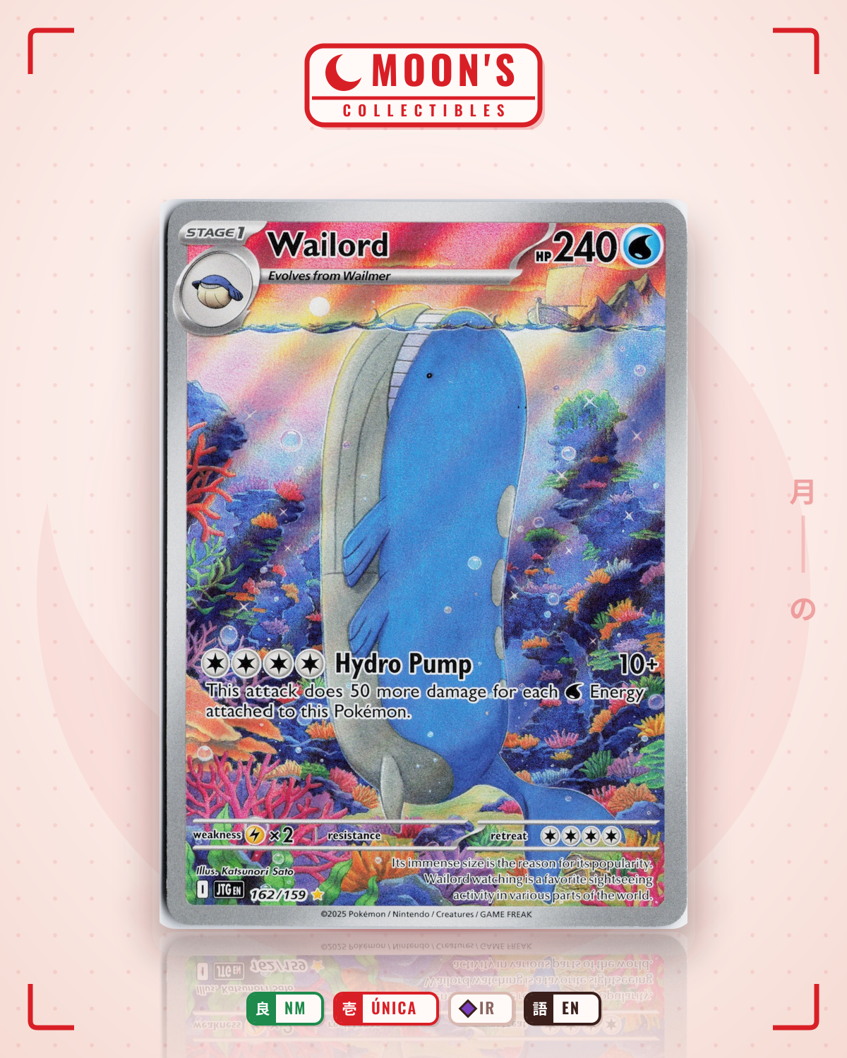 Carta Pokémon Wailord · Journey Together #162/159 (NM) — pieza única en Moon's Collectibles México