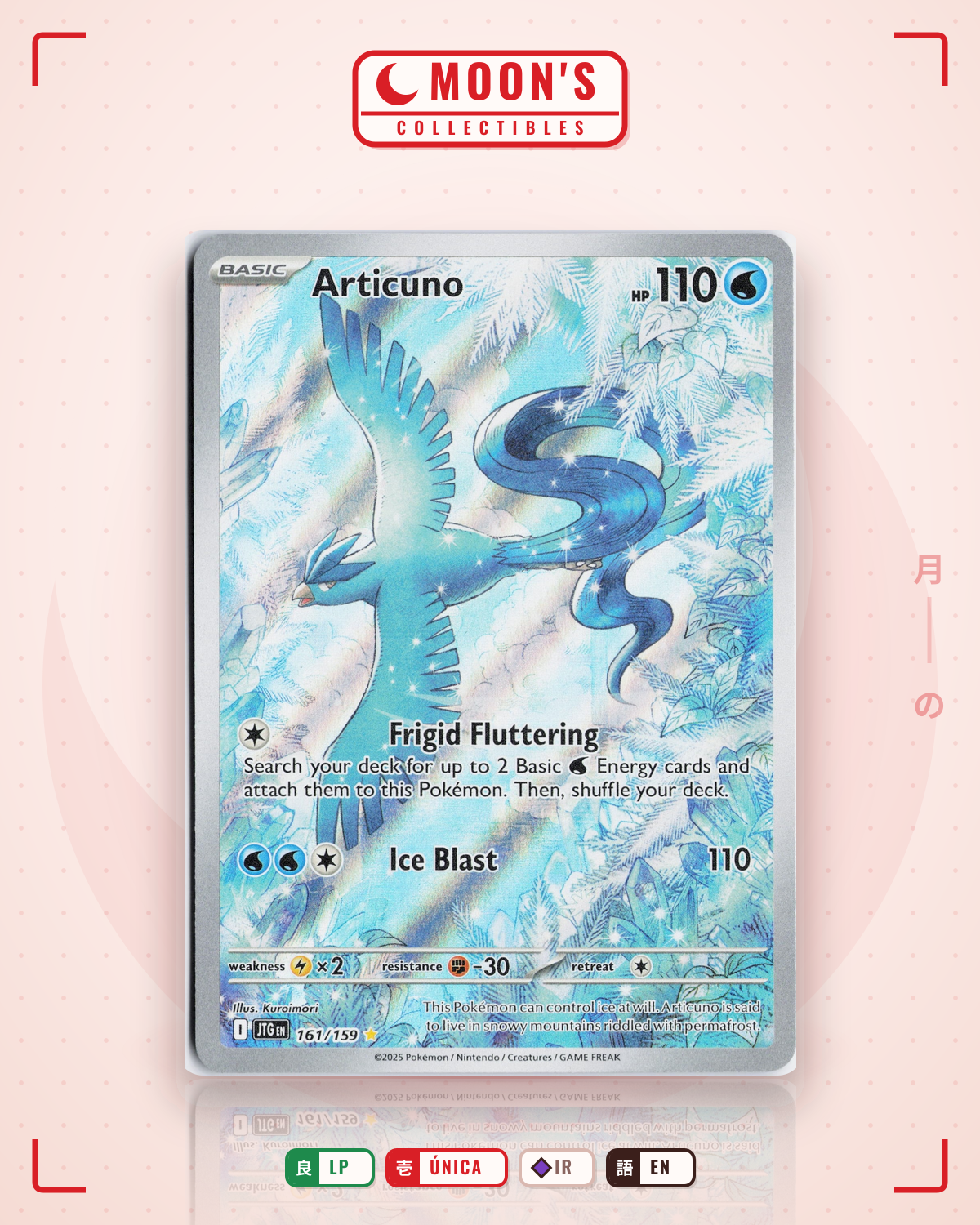 Carta Pokémon Articuno · Journey Together #161/159 (LP) — pieza única en Moon's Collectibles México