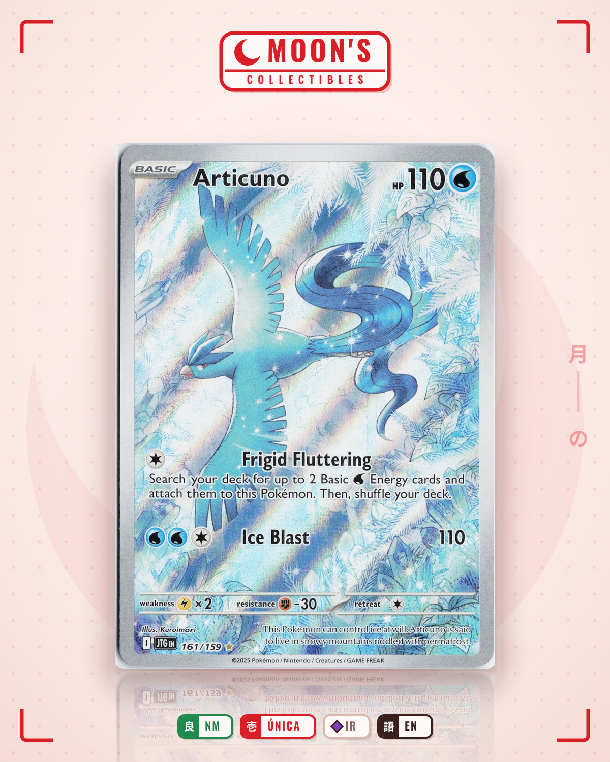 Carta Pokémon Articuno · Journey Together #161/159 (NM) — pieza única en Moon's Collectibles México