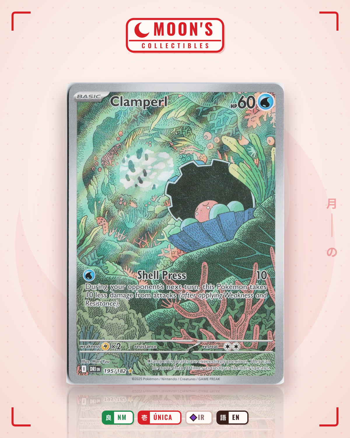 Carta Pokémon Clamperl · Destined Rivals #195/182 (NM) — pieza única en Moon's Collectibles México