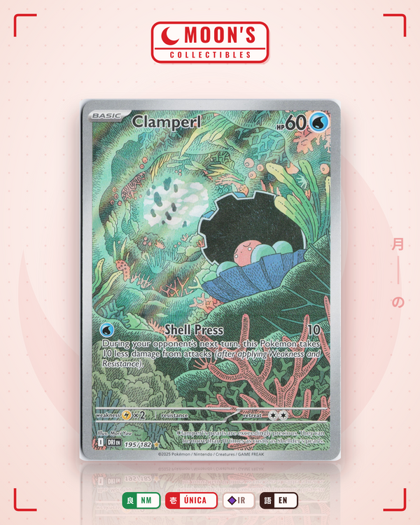 Carta Pokémon Clamperl · Destined Rivals #195/182 (NM) — pieza única en Moon's Collectibles México