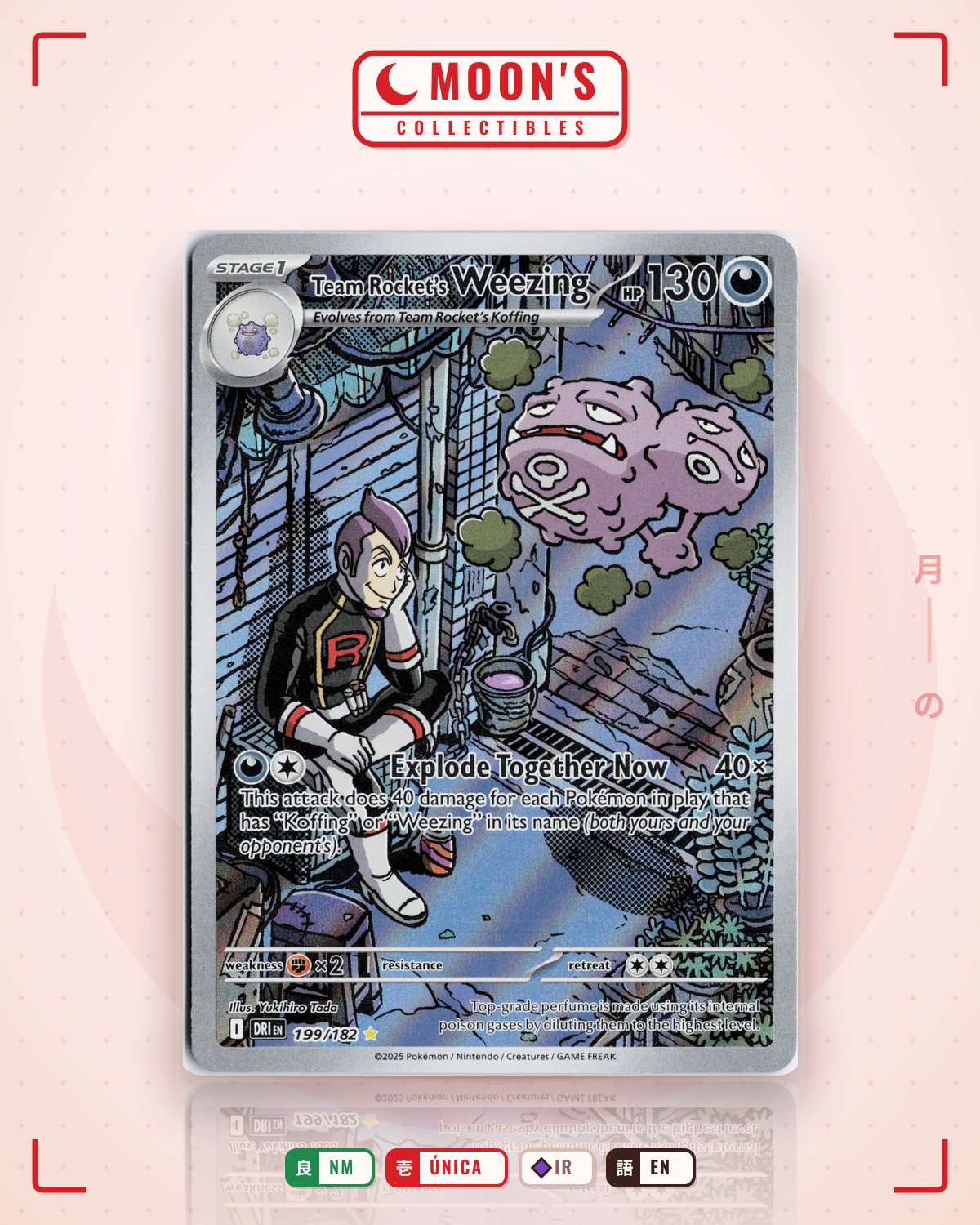 Carta Pokémon Team Rocket's Weezing · Destined Rivals #199/182 (NM) — pieza única en Moon's Collectibles México