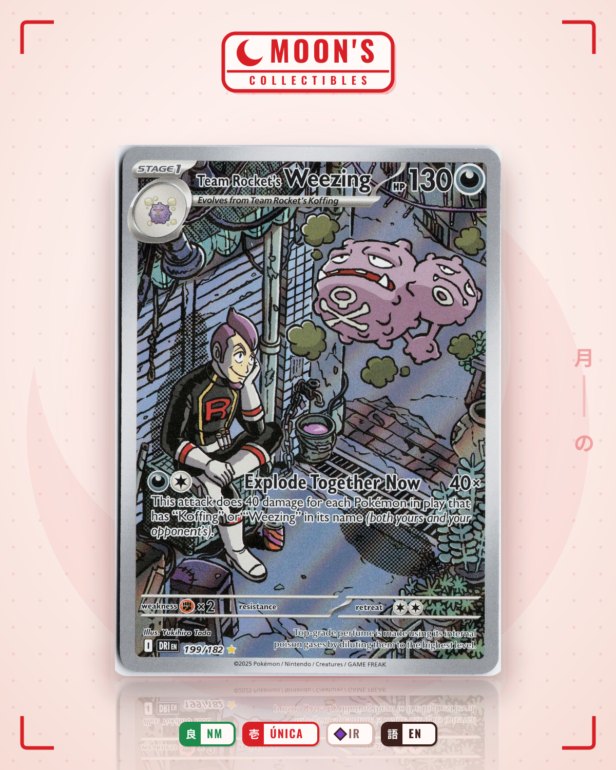 Carta Pokémon Team Rocket's Weezing · Destined Rivals #199/182 (NM) — pieza única en Moon's Collectibles México