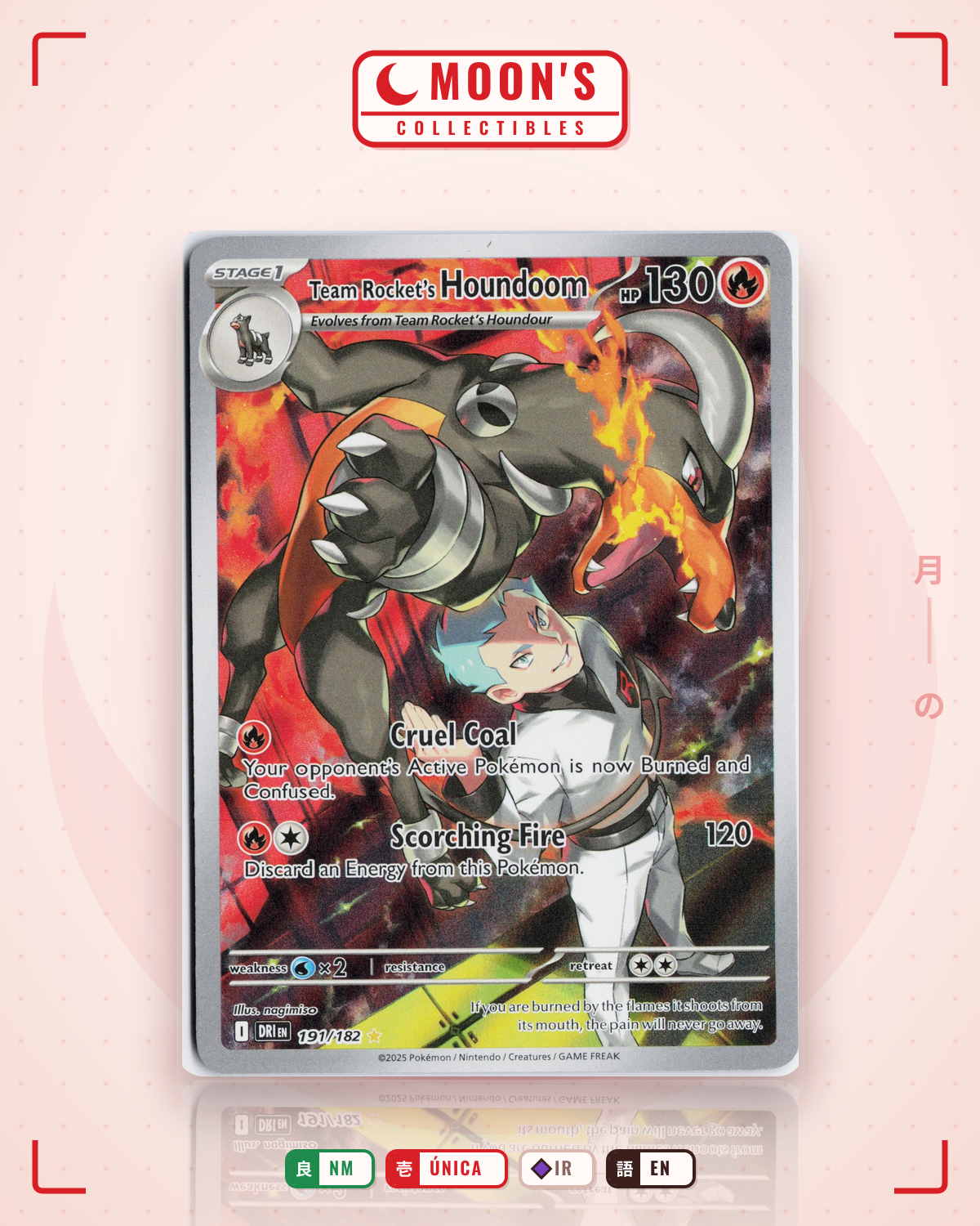 Carta Pokémon Team Rocket's Houndoom · Destined Rivals #191/182 (NM) — pieza única en Moon's Collectibles México