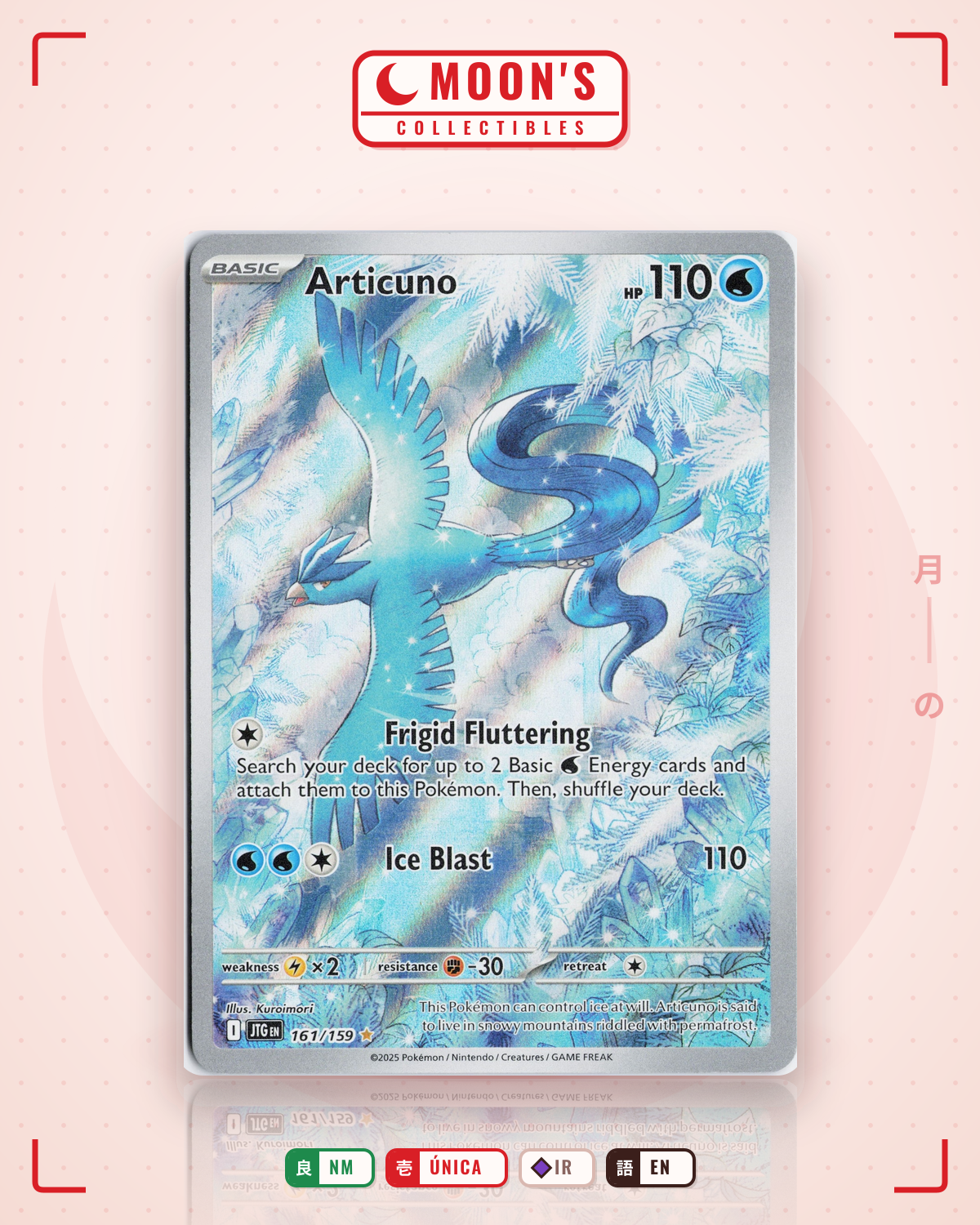 Carta Pokémon Articuno · Journey Together #161/159 (NM) — pieza única en Moon's Collectibles México