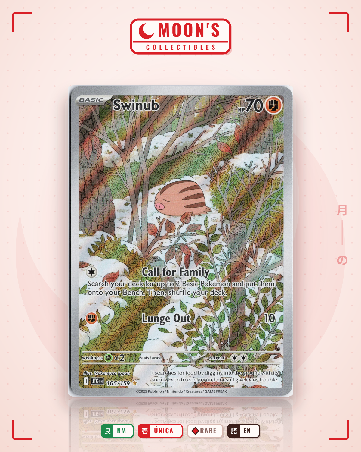 Carta Pokémon Swinub · Journey Together #165/159 (NM) — pieza única en Moon's Collectibles México
