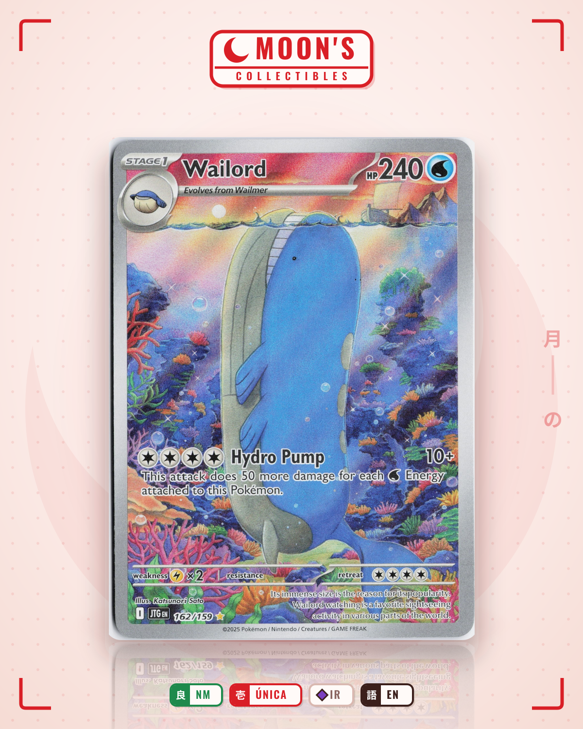 Carta Pokémon Wailord · Journey Together #162/159 (NM) — pieza única en Moon's Collectibles México
