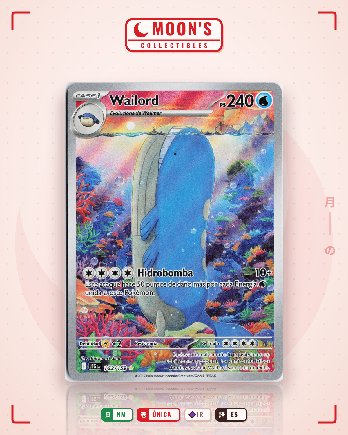 Carta Pokémon Wailord · Journey Together #162/159 (NM) — pieza única en Moon's Collectibles México